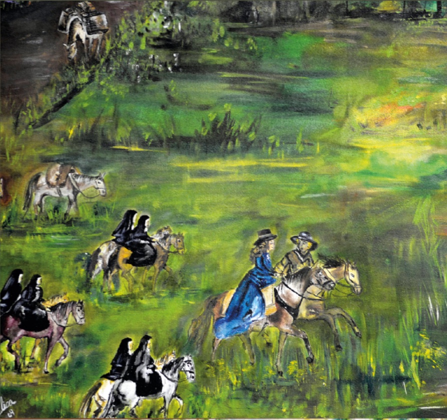 Pintura: caravana a cavalo